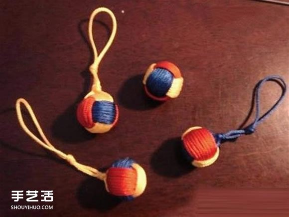 三色球的编织方法图解 用道具编三色球小挂件 - 诺云双维造物网