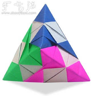 三角插原理组合制作金字塔的折纸教程 - 诺云双维造物网