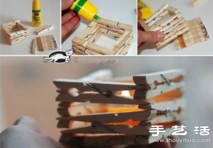 利用木夹子DIY制作简单小烛台(图3)