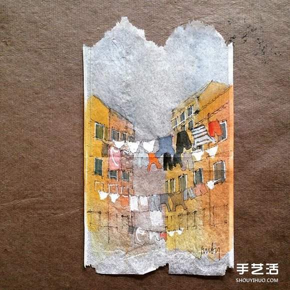 变废为宝：艺术家用喝过的茶包当画布写日记(图3)