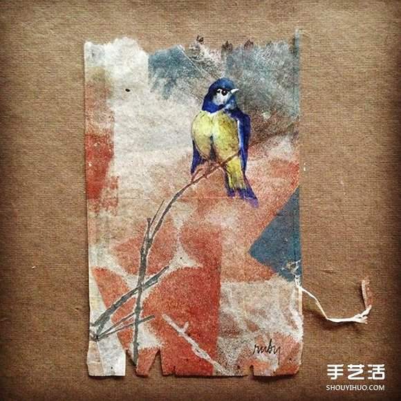 变废为宝：艺术家用喝过的茶包当画布写日记(图5)