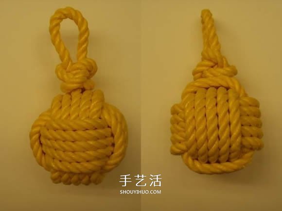 绳子编织球体的方法 怎么用绳编圆球小挂件(图14)