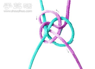 双线纽扣结的编法图解(图3)