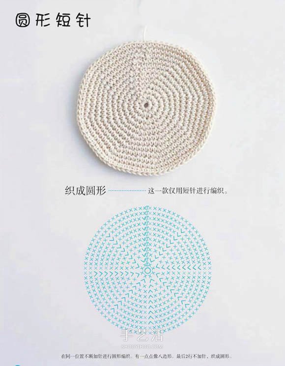 长短针手工编织垫子的方法 可用作杯垫或地垫 - 诺云双维造物网