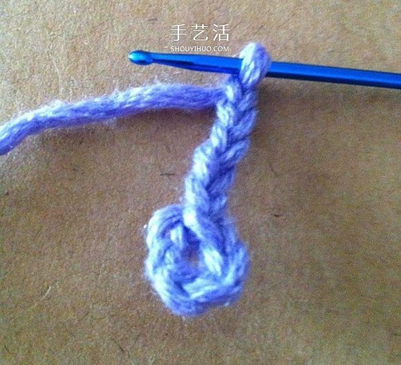 两层双色五瓣花的钩法 手工钩针编织五角星花(图3)