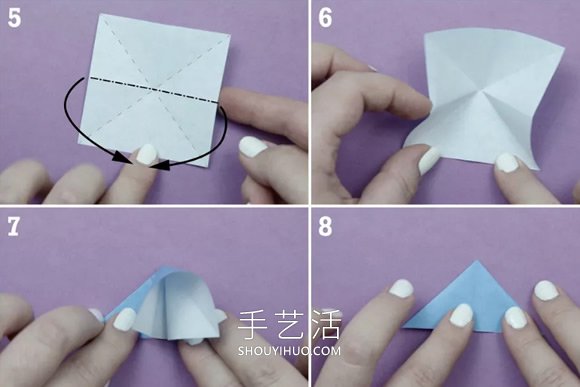 儿童折纸吹气旋转玩具的折法图解教程(图1) 儿童折纸吹气旋转玩具的折法图解教程(图1)