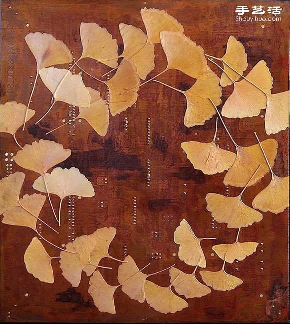 掉落叶子与电子垃圾DIY制作环保艺术作品(图6)