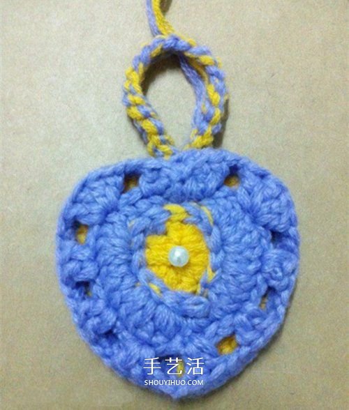 看着像一只奶油桃子！可爱心形的钩针编织图解(图14)