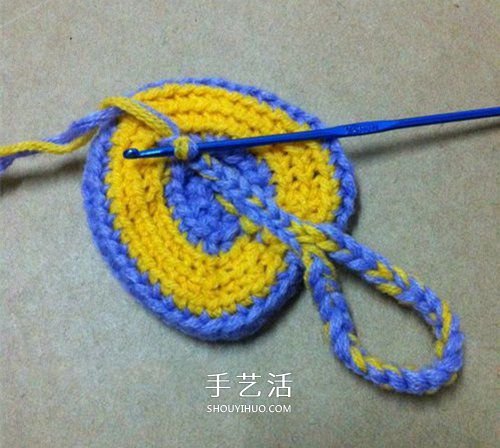 看着像一只奶油桃子！可爱心形的钩针编织图解(图13)