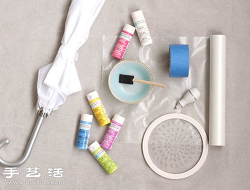 创意手工：用胶带DIY清新的斑点雨伞/阳伞(图1)
