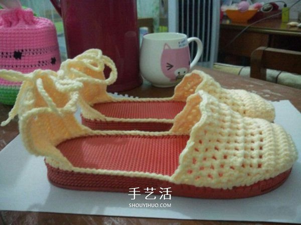 清凉凉鞋的钩法图解 钩织女式凉鞋的方法(图12)