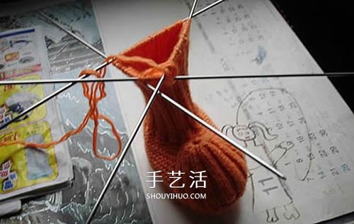 宝宝保暖鞋子的编织方法 可爱婴儿鞋编法图解(图8)