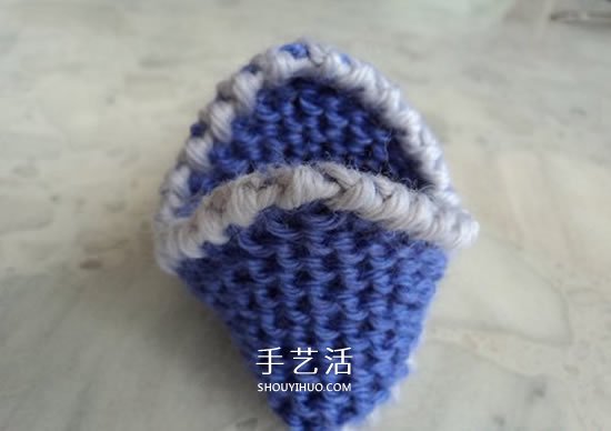 两种毛线搭配 手工编织漂亮地板鞋的织法图解(图15)