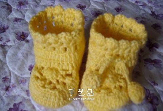 婴儿毛线保暖鞋子的织法 单色就已经很好看！(图12)