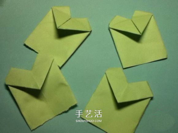 折叠四个爱心 组合成代表幸运的四叶草图解(图15)