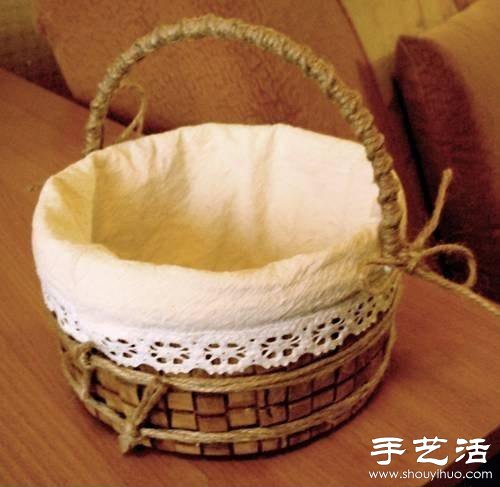 塑料桶废物利用手工制作提篮/篓子(图1)