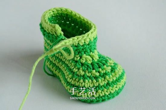 给脚踝也提供保暖！简洁好看宝宝毛线鞋织法(图12)