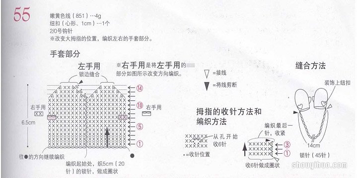 迷你款针织宝宝手套、围巾、披肩针法图解(图4)