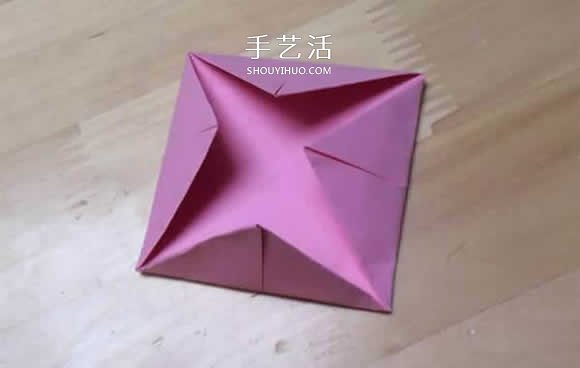 旋转纸陀螺怎么折图解 简单花型陀螺折纸教程(图22)
