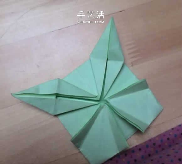 旋转纸陀螺怎么折图解 简单花型陀螺折纸教程(图15)