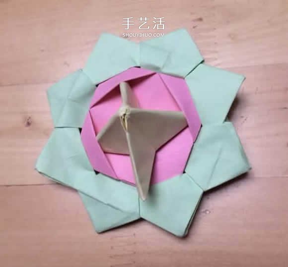 旋转纸陀螺怎么折图解 简单花型陀螺折纸教程(图34)