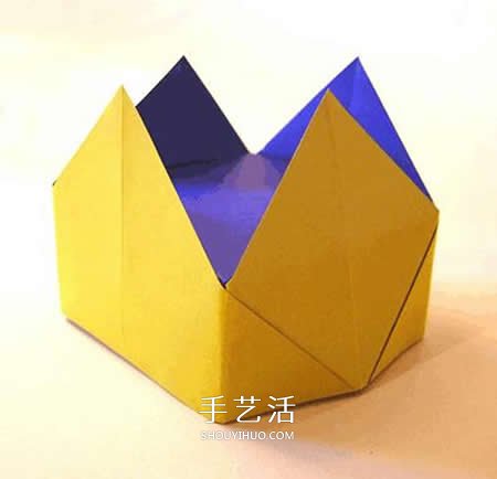 最简单儿童皇冠的折法 手工折纸四角皇冠图解 - 诺云双维造物网
