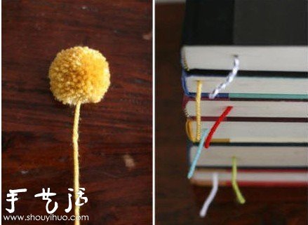 自制书签 DIY制作可爱的毛线球书签(图7)