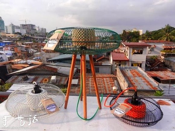 旧风扇手工制作灯具 既环保又能增加收入(图5)