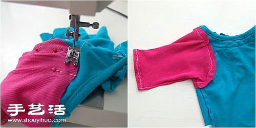 宝宝旧衣服改造教程 DIY简单的撞色宝宝衣(图6)