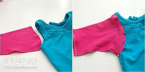 宝宝旧衣服改造教程 DIY简单的撞色宝宝衣(图5)