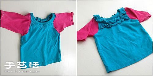 宝宝旧衣服改造教程 DIY简单的撞色宝宝衣(图7)
