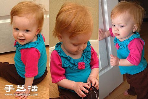 宝宝旧衣服改造教程 DIY简单的撞色宝宝衣(图8)