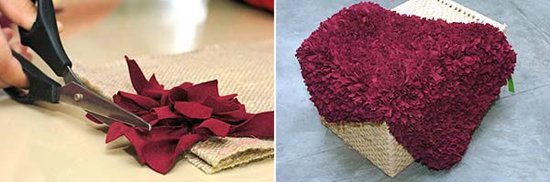 利用旧衣服和麻布DIY手工制作脚垫地毯教程(图5)
