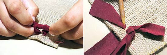 利用旧衣服和麻布DIY手工制作脚垫地毯教程(图3)