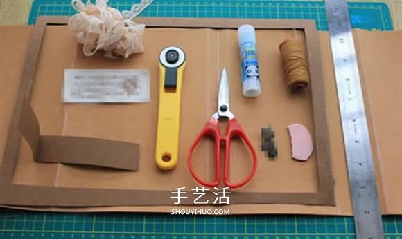 水洗牛皮纸手工制作复古拼色风书套的教程(图2)