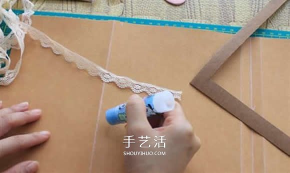 水洗牛皮纸手工制作复古拼色风书套的教程(图5)