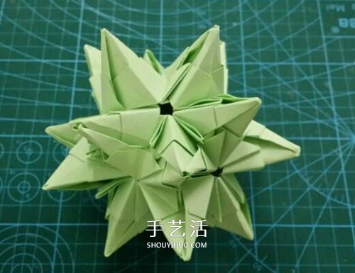 怎么折纸星星花球图解 发射光芒立体星星的折法 - 诺云双维造物网