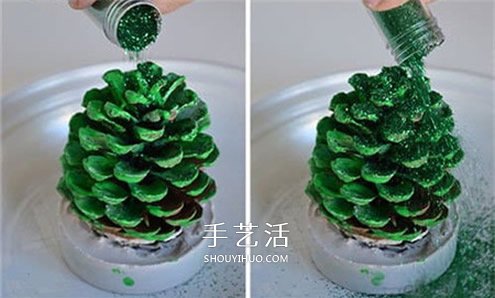 自制松果圣诞树装饰品的方法教程(图8)