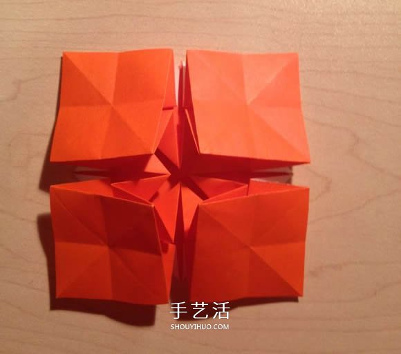 立体组合刺球的折法 带刺花球的折纸图解(图14) 立体组合刺球的折法 带刺花球的折纸图解(图14)
