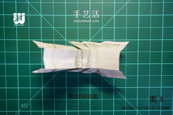 一元纸币折纸教程：鞋子里的芽苗的折法图解(图8)