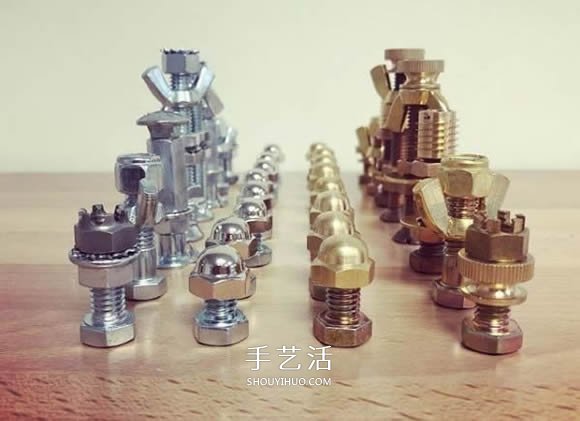 创意紧固件DIY！用螺丝螺帽制作国际象棋 - 诺云双维造物网