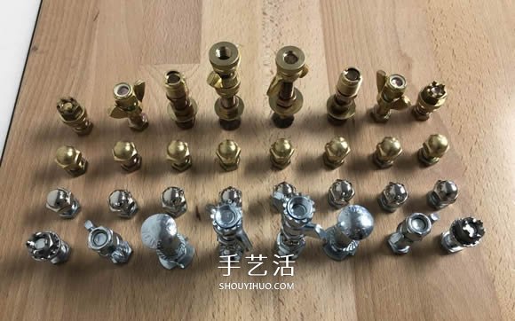 创意紧固件DIY！用螺丝螺帽制作国际象棋(图10)