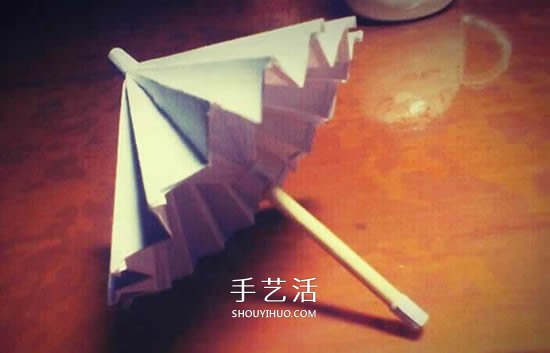 迷你油纸伞制作方法 折纸做油纸伞图解教程(图3) 迷你油纸伞制作方法 折纸做油纸伞图解教程(图3)