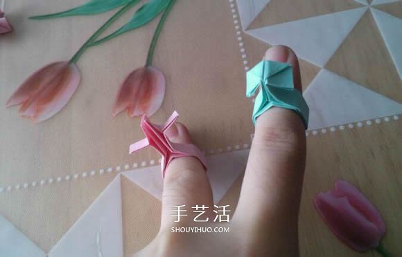 ♂♀男女图标折纸图解 还可以当可爱戒指用(图27)
