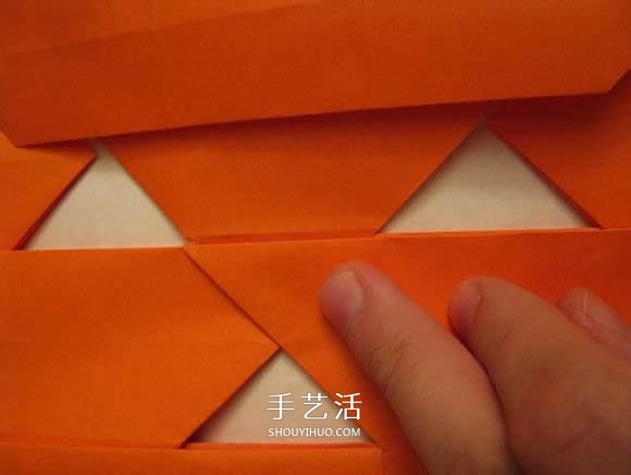 立体南瓜灯的折纸图解 手工复杂南瓜灯的折法(图36)