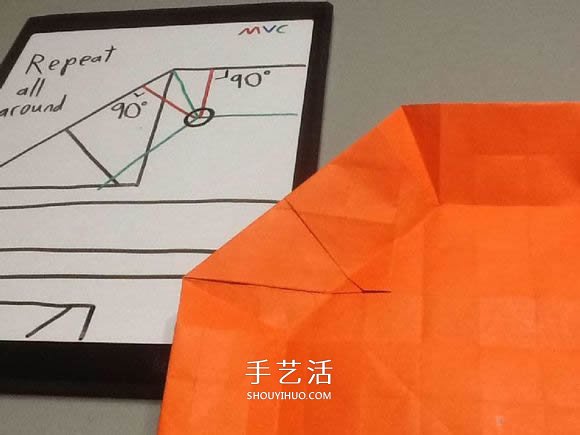 立体南瓜灯的折纸图解 手工复杂南瓜灯的折法(图48)