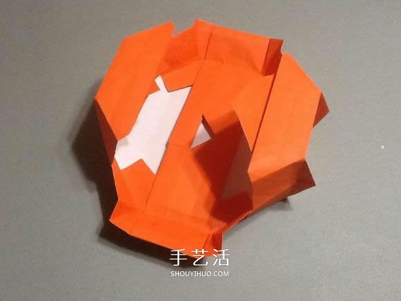 立体南瓜灯的折纸图解 手工复杂南瓜灯的折法(图54)