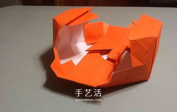 立体南瓜灯的折纸图解 手工复杂南瓜灯的折法(图56)