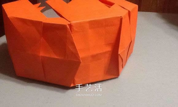 立体南瓜灯的折纸图解 手工复杂南瓜灯的折法(图58)