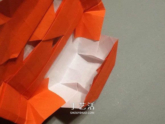 立体南瓜灯的折纸图解 手工复杂南瓜灯的折法(图53)